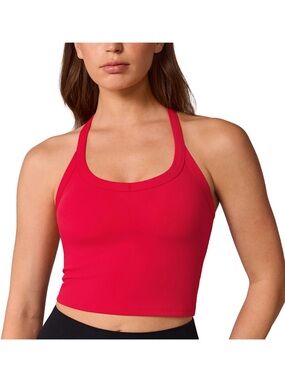 Amazon Essentials Women's Red Racerback Crop Butter-soft Sports Bra